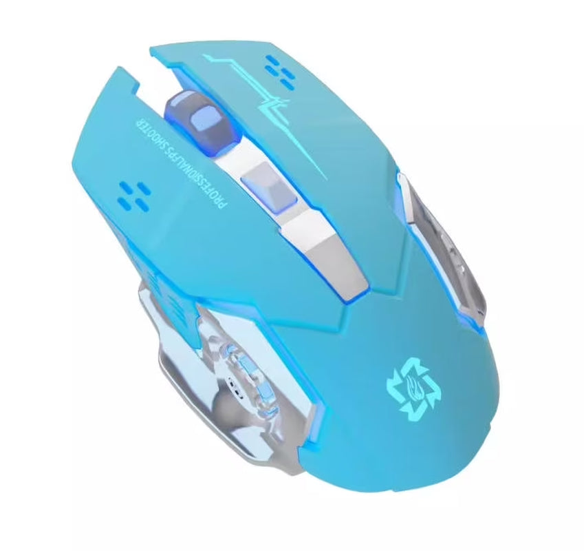 Gaming Mouse Wireless,Ergonomic Gamer Laptop PC USB Optical Computer Mouse with RGB Backlit,4 Adjustable DPI up to 3200,6 Programmable Buttons for Windows 7/8/10/XP Vista Linux,Blue