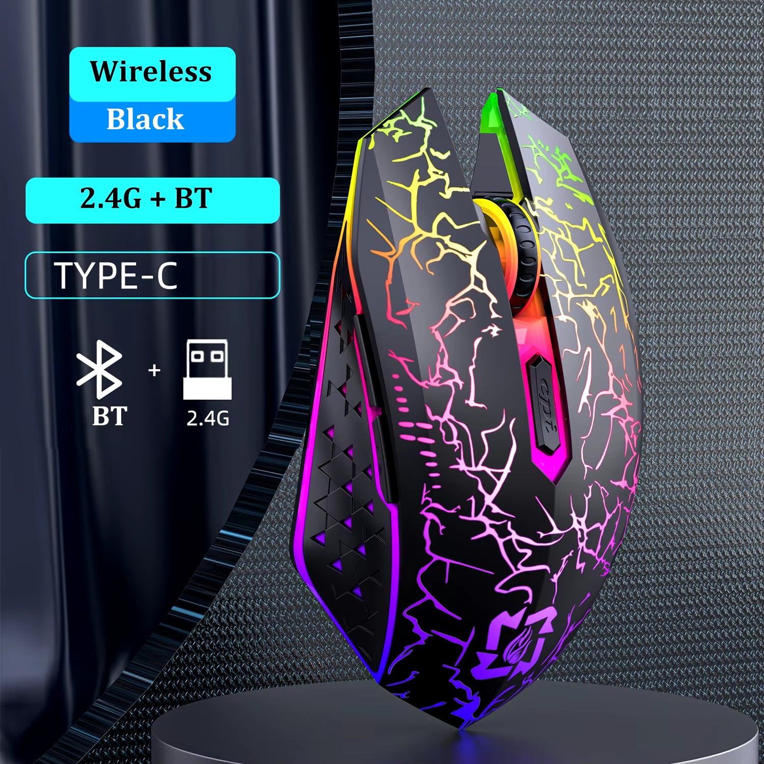 Bluetooth 5.2 Wireless Mouse RGB Gaming Mouse Silent Mouse Rechargeable Mouse 800-1200-1600 DPI Mouse Mice for PC Laptop Macbook