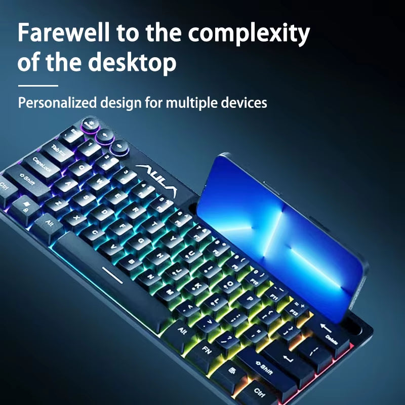 F3061 Mechanical Touch Feel Keyboard 61 Keys Wired Mini Keyboard RGB Backlight Keyboard Desktop Laptop Game Keyboard