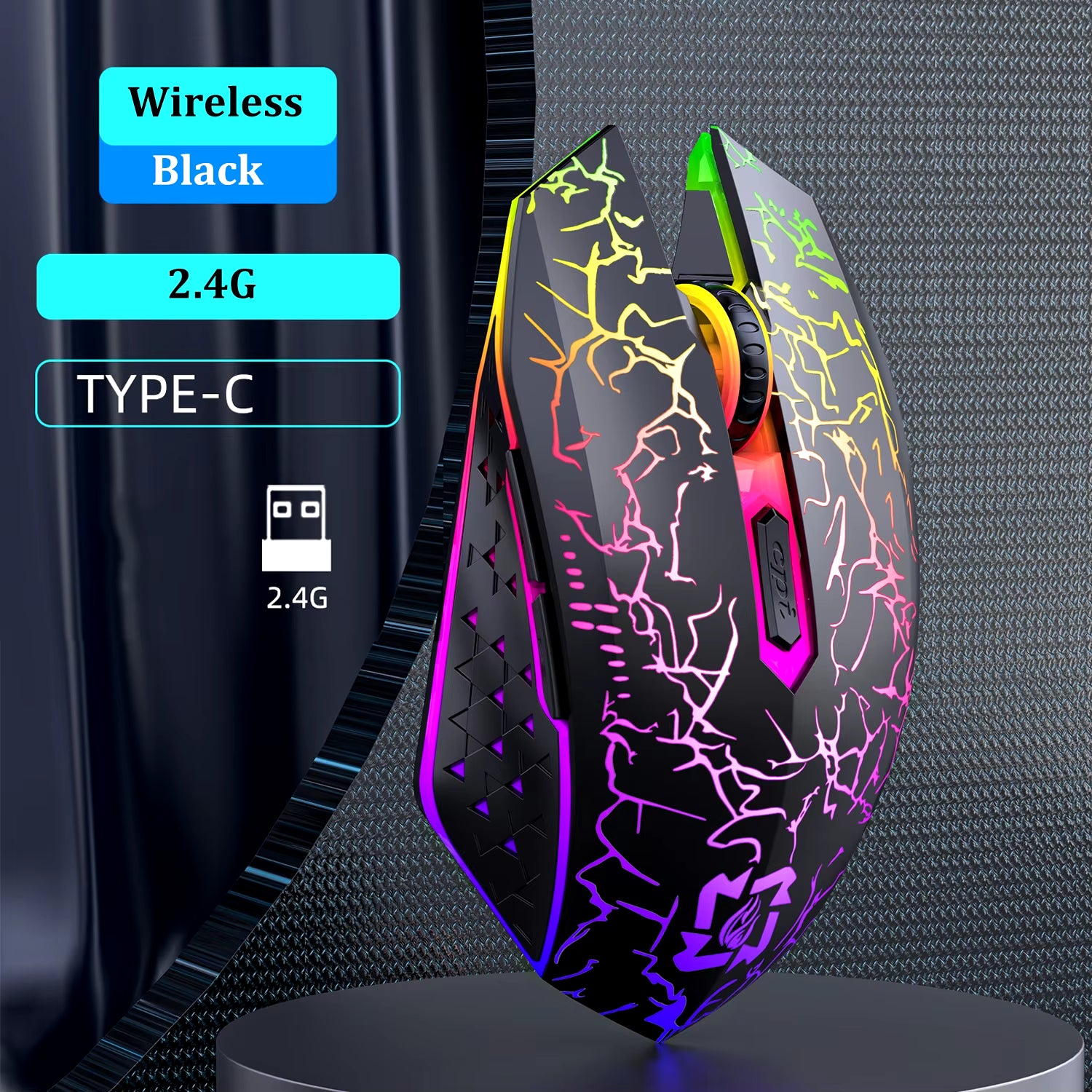 Bluetooth 5.2 Wireless Mouse RGB Gaming Mouse Silent Mouse Rechargeable Mouse 800-1200-1600 DPI Mouse Mice for PC Laptop Macbook