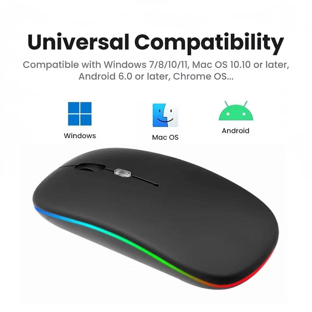 2.4G Wireless Mouse RGB Colorful Mouse Rechargeable Mouse Silent Mouse USB Gaming Mouse Mice 1600DPI for PC Laptop Macbook Pro
